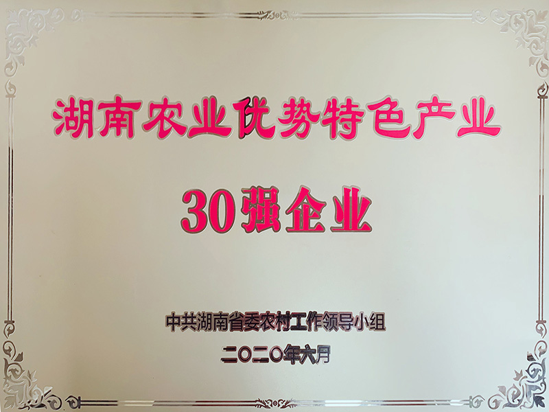 湖南农业优势特色产品30强企业